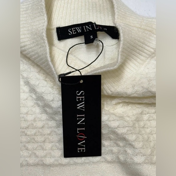 Sew In Love Women’s Ivory High Neck Long Sleeve Soft Comfort Knit Sweater S - Picture 7 of 10